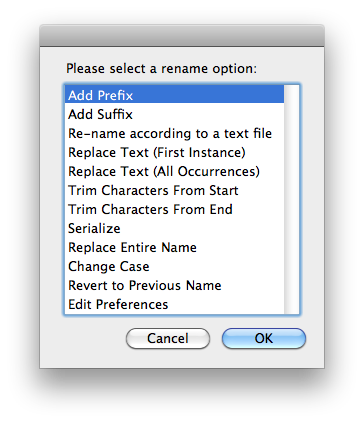 Mac Multiple File Renamer Options