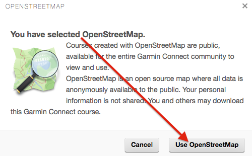 Use Open Street Map when creating Garmin Courses