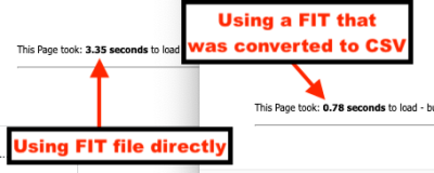 Check out the difference in time between uploading a FIT file directly vs converting it to CSV first!