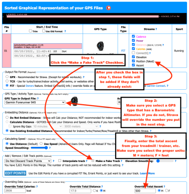 Here are the recommended steps / settings if you need to override the total ascent from your virtual ride / run