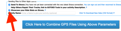 If you check the "Send to Strava" Checkbox AND your files have some data that can be showcased, you will get this checkbox that allows you to display the data in the "description" field on Strava.