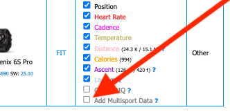 The option to add MultiSport data will appear if you upload a FIT file that has "other" in the "Activity Type" field.  Please contact me if you have a Multisport file where this checkbox is not appearing.