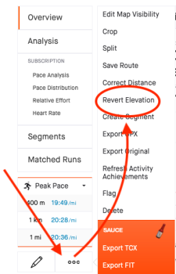 How to revert corrected elevation on Strava