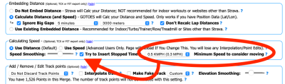 Screenshot 2025-06-20 at 2.17.29 PM.png (87.28 KiB) Viewed 3588 times GOTOES allows you to set a "minimum speed to consider moving" for FIT Files (this does not apply to GPX or TCX files because there is no such thing as moving/non moving time in these file types). GOTOES will look for spans of time where your speed is less than the threshold that you set. If the speed is less than your threshold for long enough, GOTOES will insert a "stop" in your GPS track. Once the speed rises above the threshold for long enough, GOTOES will insert another "start". Please note that some platforms (such as Strava, but not Garmin Connect) will sometimes override your moving time with their OWN minimum speed to consider moving. Frustrating, I know.