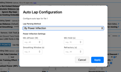 This is the settings page where you can configure the parameters that will add laps to your GPS activity
