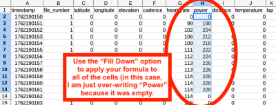 Use the "Fill Down" feature to apply the calculation to all cells.