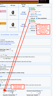 Two distance streams selected on overlapping files will cause "double distance".  The way to fix this is to only select ONE distance stream for your project.