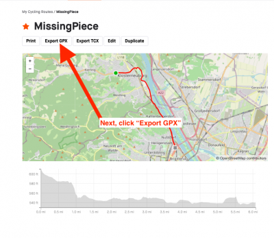 Export the GPX file from your missing piece of GPX track.