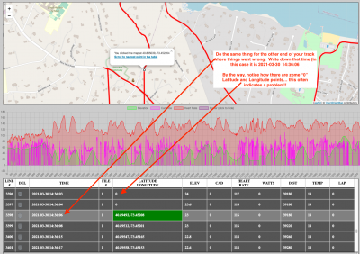 Finding the other end of the problem area in your GPS track.